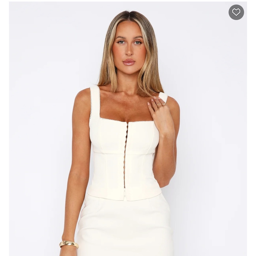 White Fox Boutique Cream Corset Tank Top new with tags